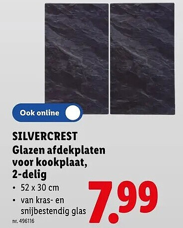 SILVERCREST Glazen afdekplaten voor kookplaat, 2-delig