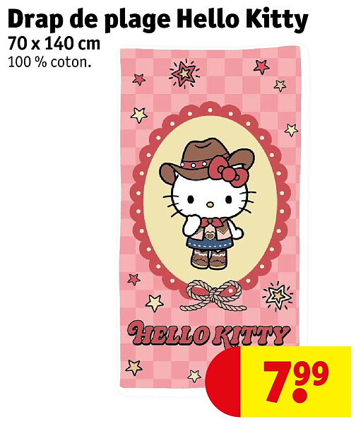 Drap de plage Hello Kitty 70 x 140 cm