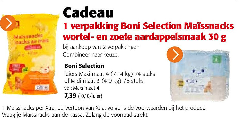 Boni Selection luiers Maxi maat 4 (7-14 kg) 74 stuks