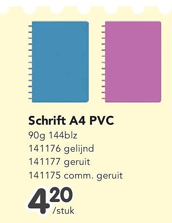 Schrift A4 PVC 90g 144blz 141176 gelijnd 141177 geruit 141175 comm. geruit