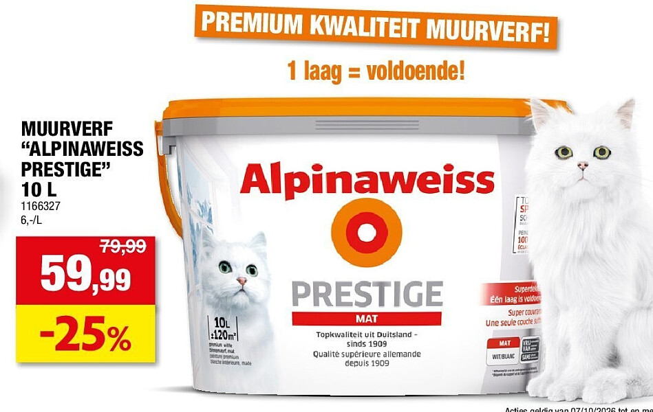 MUURVERF “ALPINAWEISS PRESTIGE” 10 L
