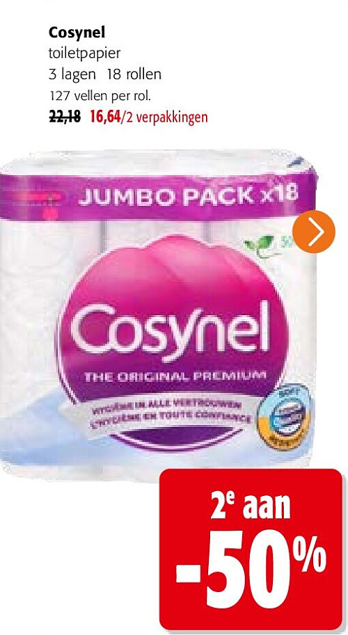Cosynel toiletpapier 3 lagen 18 rollen