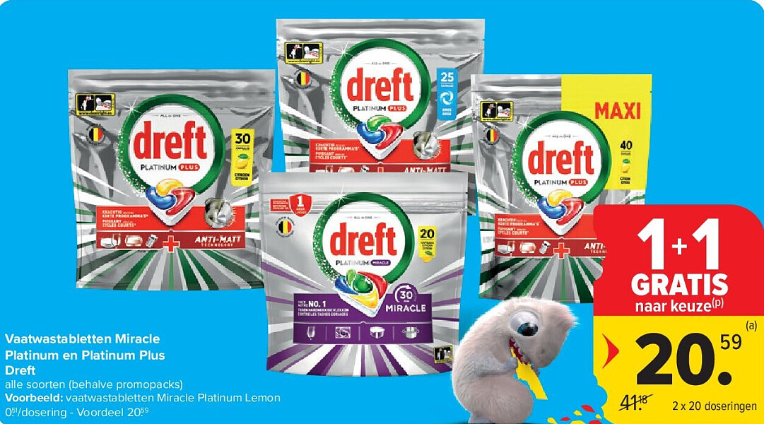 Vaatwastabletten Miracle Platinum en Platinum Plus Dreft