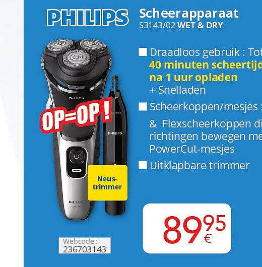 Scheerapparaat S3143/02 WET & DRY