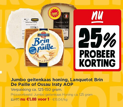 Jumbo geitenkaas honing, Lanquetot Brin De Paille of Ossau Iraty AOP