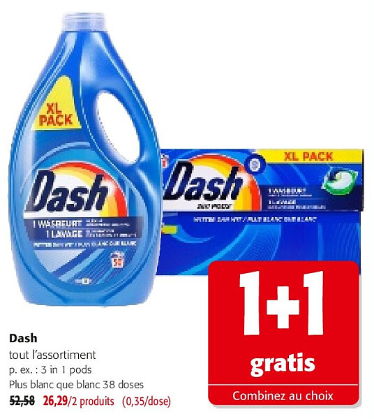 Dash 3 in 1 pods Plus blanc que blanc 38 doses