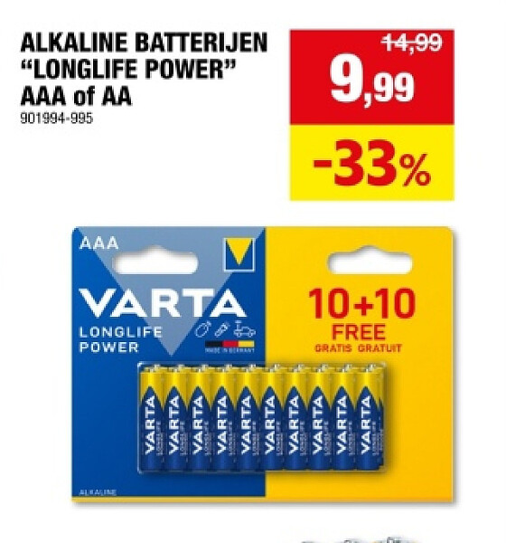 ALKALINE BATTERIJEN “LONGLIFE POWER" AAA of AA
