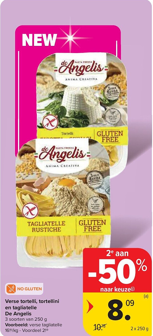 Verse tortelli, tortellini en tagliatelle De Angelis
