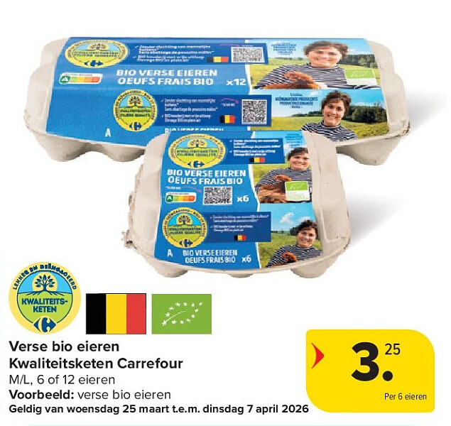 Verse bio eieren Kwaliteitsketen Carrefour