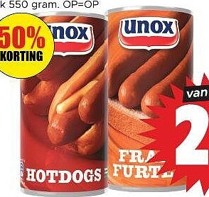 Unox hotdogs of Frankfurters