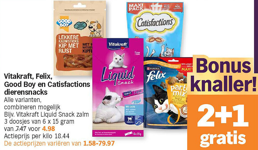 Vitakraft, Felix, Good Boy en Catisfactions dierensnacks