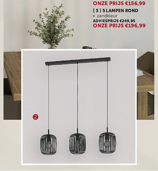 HANGLAMP ZANDKLEUR 3 LAMPEN BALK