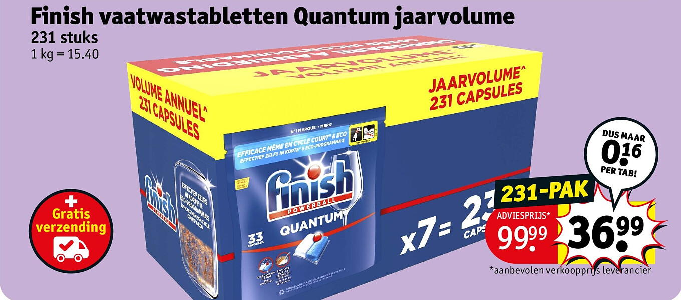 Finish vaatwastabletten Quantum jaarvolume