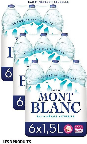 Eau minérale naturelle Mont Blanc, pack 6 x 1,5 L