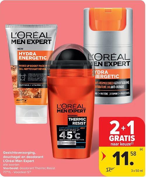 Gezichtsverzorging, douchegel en deodorant L’Oréal Men Expert