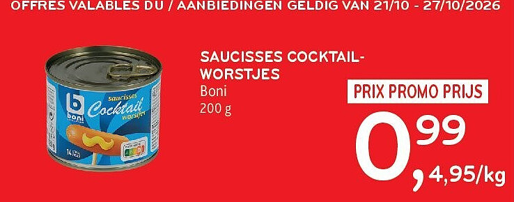 SAUCISSES COCKTAILWORSTJES