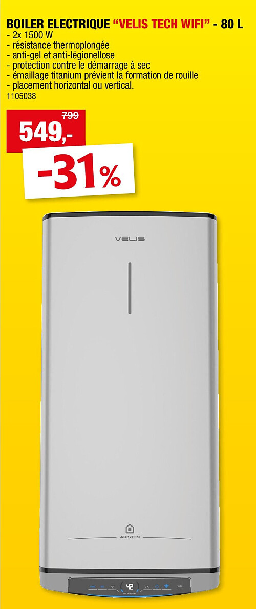 BOILER ELECTRIQUE “VELIS TECH WIFI” - 80 L
