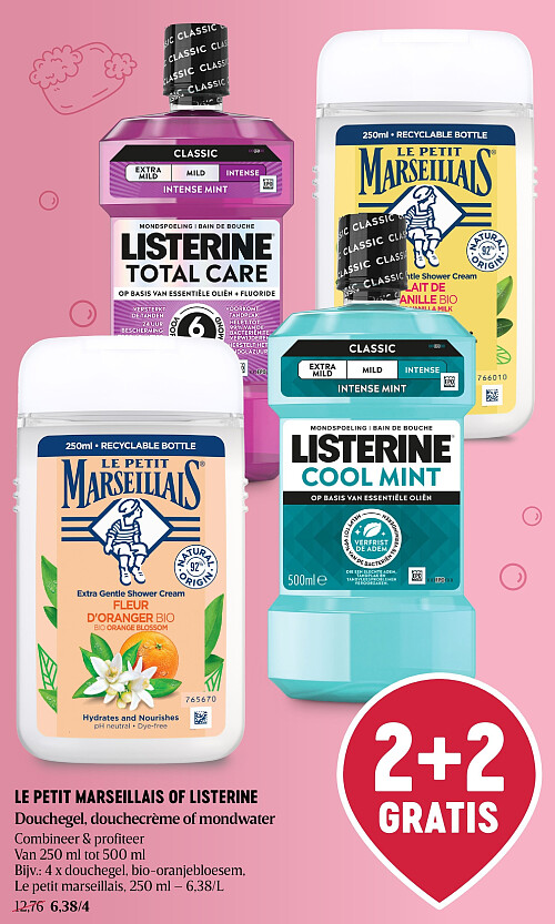 LE PETIT MARSEILLAIS OF LISTERINE Douchegel, douchecrème of mondwater