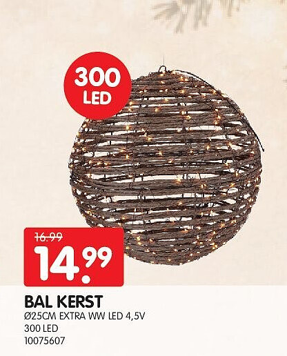 BAL KERST Ø25CM EXTRA WW LED 4,5V
