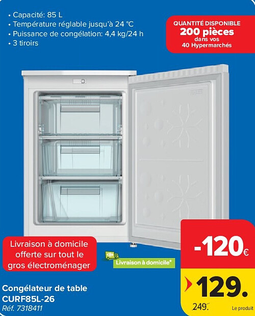 Congélateur de table CURF85L-26