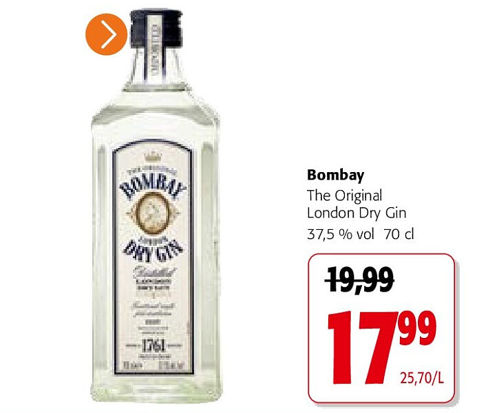 Bombay The Original London Dry Gin 37,5 % vol 70 cl