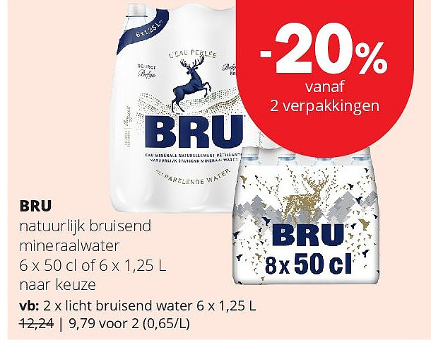 BRU licht bruisend water 6 x 1,25 L