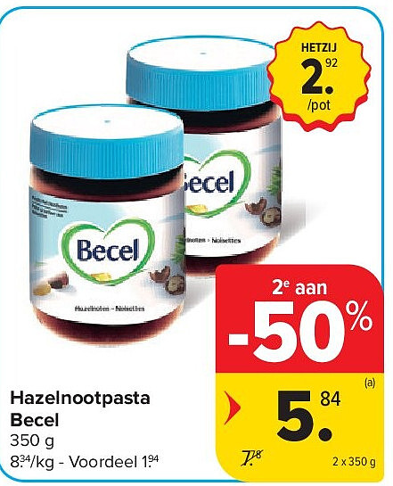 Hazelnootpasta Becel