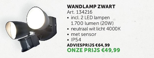 WANDLAMP ZWART