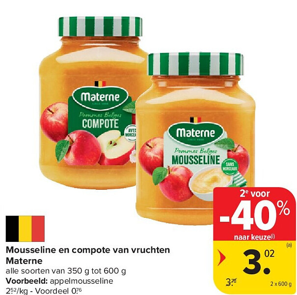 Mousseline en compote van vruchten Materne