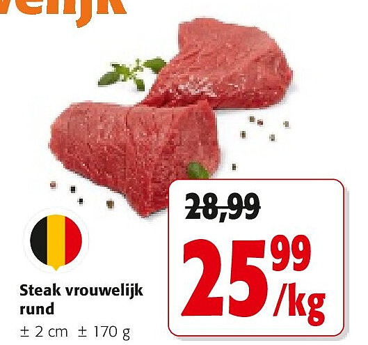 Steak vrouwelijk rund