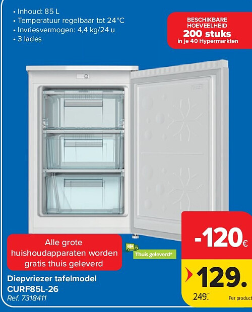 Diepvriezer tafelmodel CURF85L-26