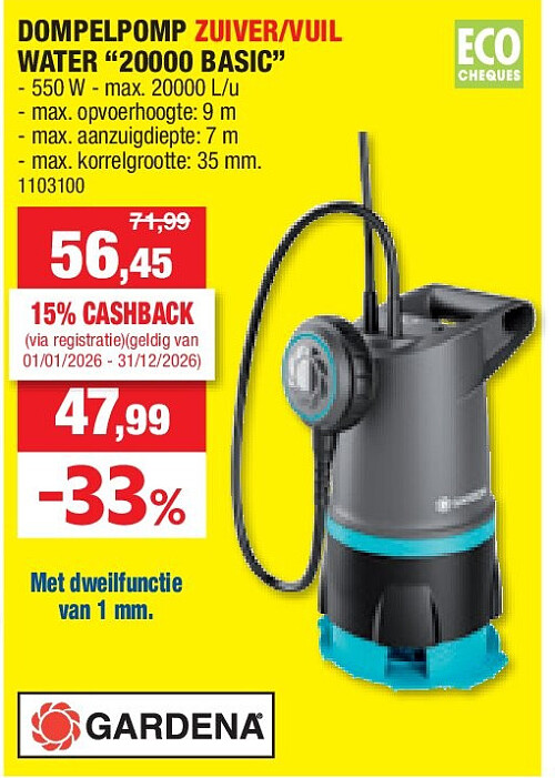 DOMPELPOMP ZUIVER/VUIL WATER “20000 BASIC”