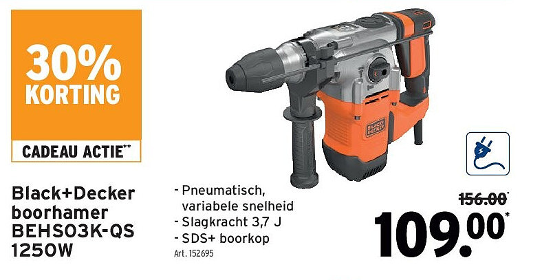 Black+Decker boorhamer BEHS03K-QS 1250W