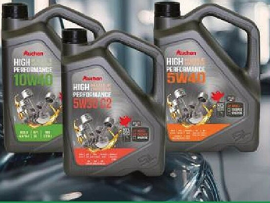 Huiles auto Auchan en bidons de 5 litres