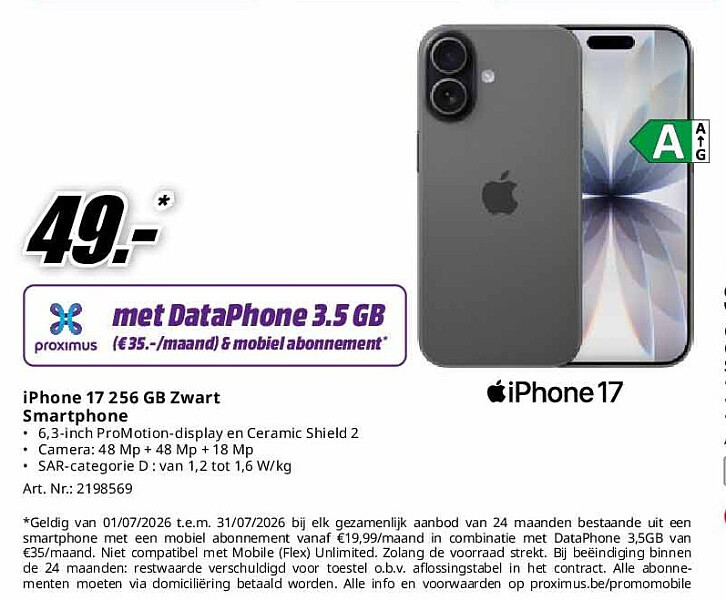 iPhone 17 256 GB Zwart Smartphone