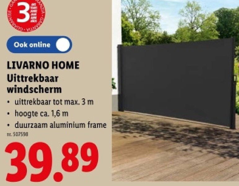 Uittrekbaar windscherm