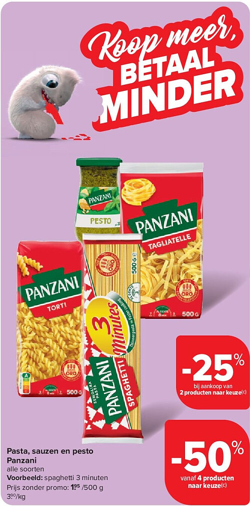Pasta, sauzen en pesto Panzani
