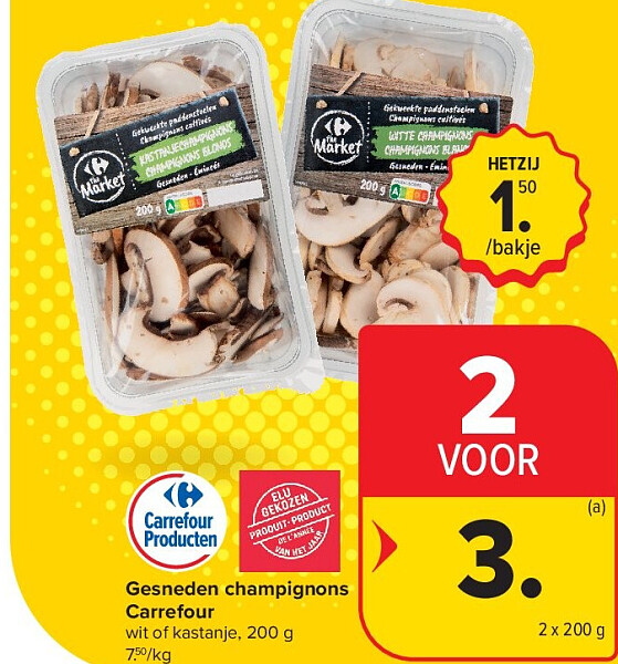 Gesneden champignons Carrefour