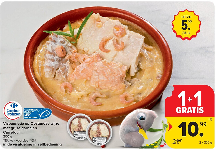 Vispannetje op Oostendse wijze met grijze garnalen Carrefour