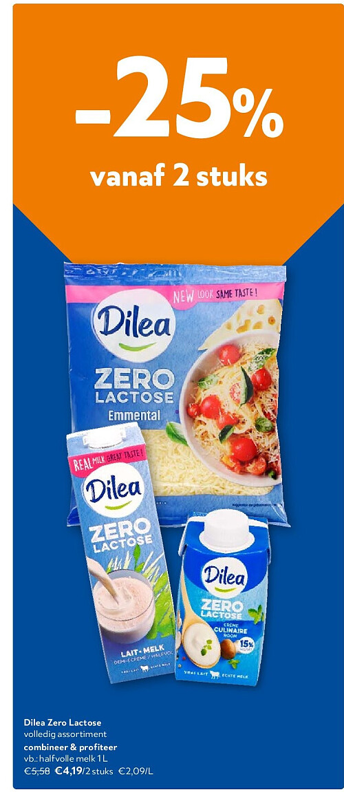 Dilea Zero Lactose halfvolle melk 1 L