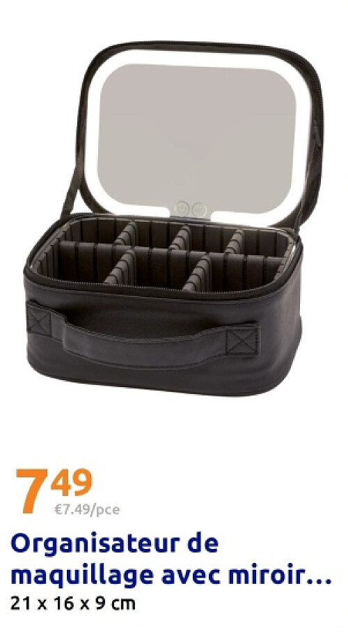 Organisateur de maquillage avec miroir LED