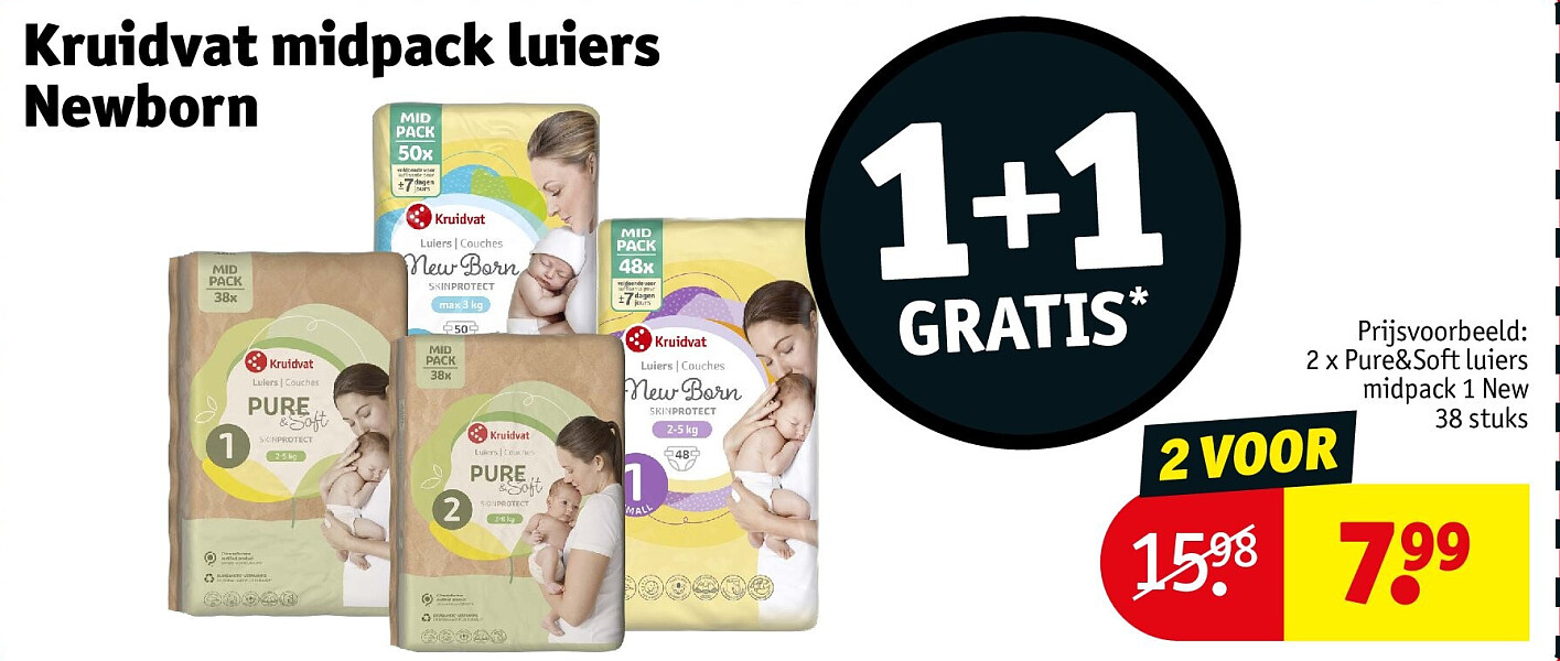 Kruidvat midpack luiers Newborn 2 VOOR