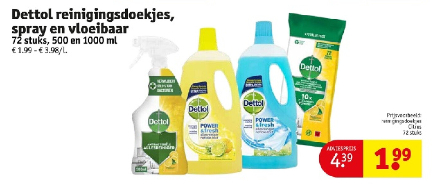 Dettol reinigingsdoekjes, spray en vloeibaar