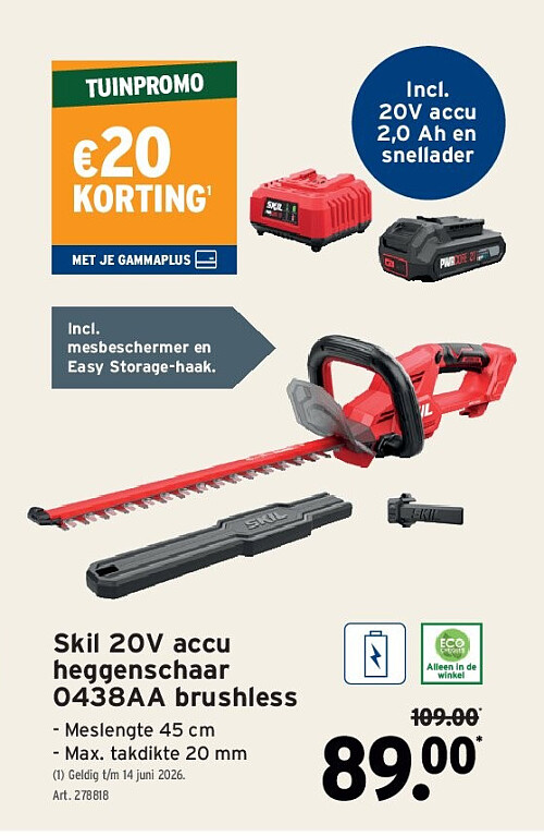Skil 20V accu heggenschaar 0438AA brushless