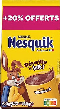 Poudre chocolatée poche Nesquik 800 g + 20% offerts