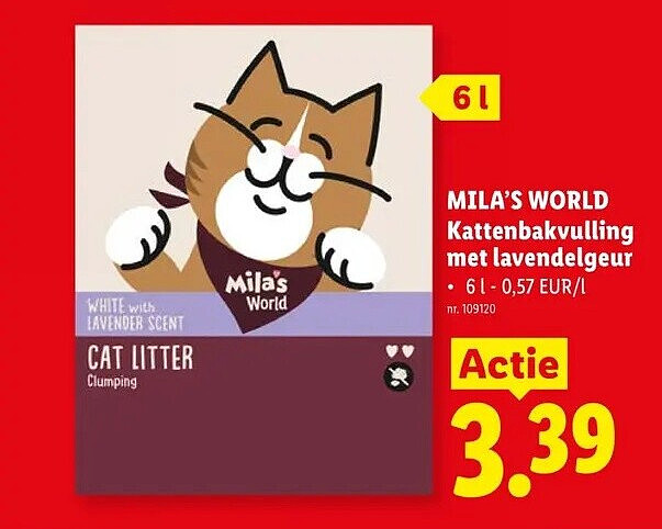 MILA'S WORLD Kattenbakvulling met lavendelgeur