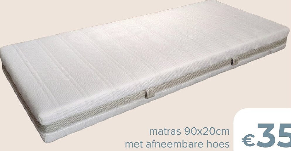 Matras 90x20cm met afneembare hoes