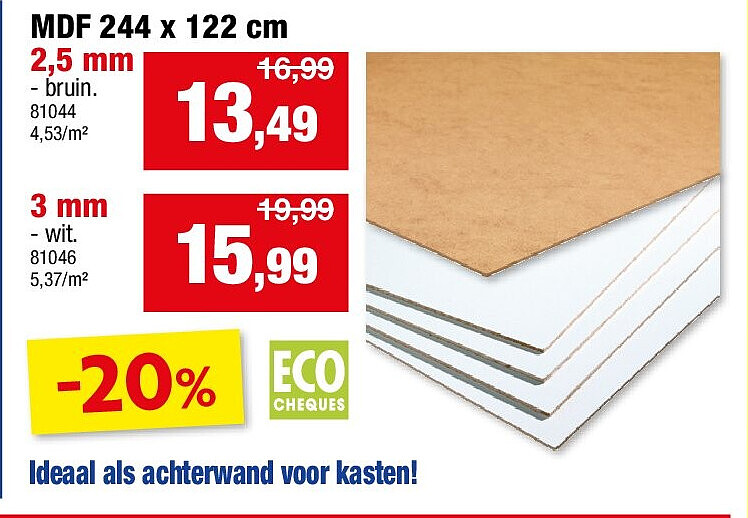 MDF 244 x 122 cm 2,5 mm