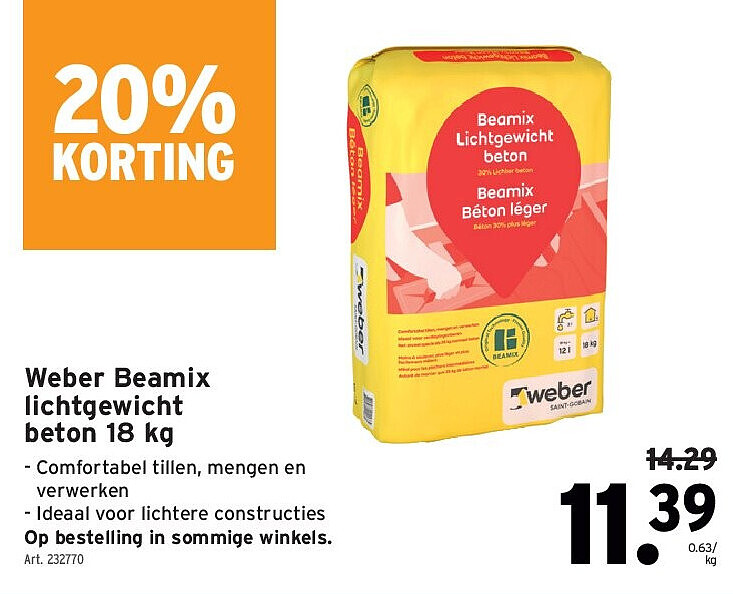 Weber Beamix lichtgewicht beton 18 kg