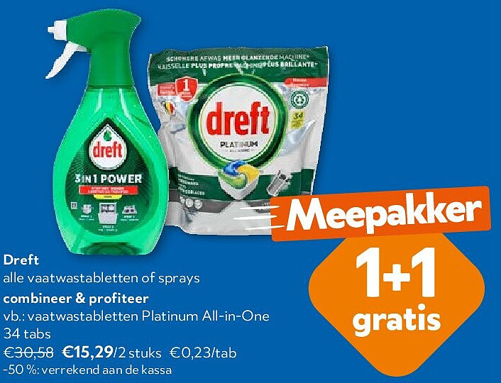 Dreft vaatwastabletten Platinum All-in-One 34 tabs
